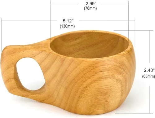 Vista 2 de Bamber Taza de café de madera de la novedad de las tazas reutilizables decorativas de la taza