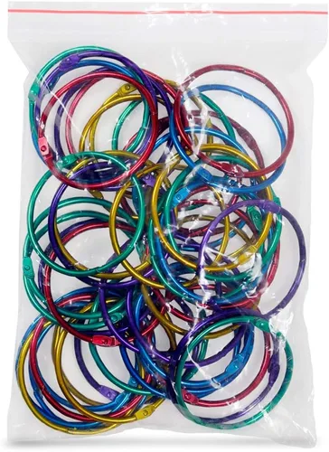 Vista 18 de Hygloss Products 61311 - Anillos de libro – Anillos de acero de colores surtidos de 1 pulgada, paquete de 12 Variado