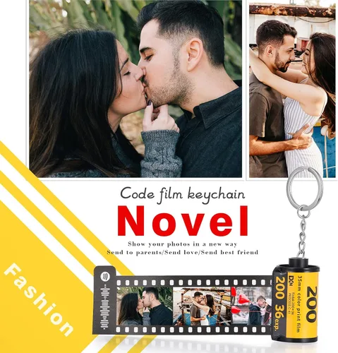 Vista 6 de LAGOFIT - Llavero personalizado con imagen, llavero con rollo de película y llavero con código Spotify, Medio