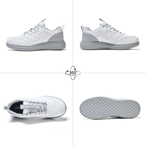 Vista 7 de Zapatos de trabajo antideslizantes para hombres, impermeables, resistentes al aceite, ligeros, duraderos, para cocina, restaurante, enfermería