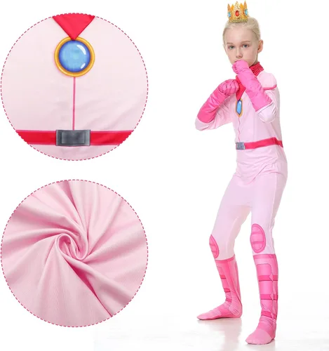 Vista 4 de Ratoher Super Brothers Princess Costume for Kids, Peach and Daisy Princess Cosplay Costume for Toddler Girls