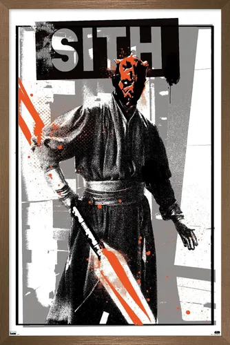 Vista 16 de Trends International Star Wars: The Phantom Menace - Póster de pared de Darth Maul Glitch, 22.4 pulgadas de largo x 14.7 W, versión enmarcada