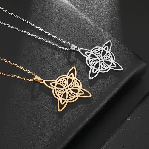 Vista 5 de Collar de bruja de acero inoxidable con nudo celta de bruja, collar de nudo celta para mujeres y niñas, collar de nudo celta, collar Wiccan