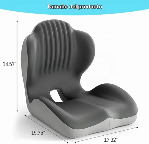 Vista 2 de Cojín de asiento ergonómico, cojines de asiento para silla de oficina con diseño en forma de L, cojín de espuma viscoelástica para el hogar, silla