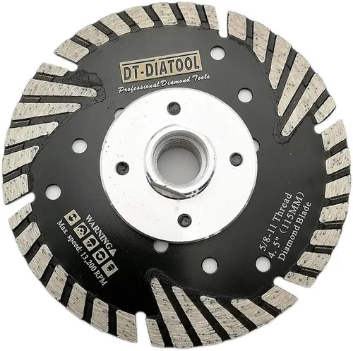Vista 13 de DT-DIATOOL Hoja turbo de diamante de 4 pulgadas para cortar hormigón de mármol de granito con dientes de protección inclinados