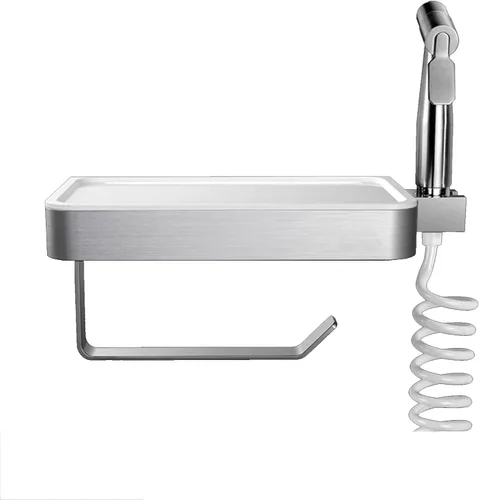Vista 10 de Soporte de papel higiénico con pistola pulverizadora, bidé de ducha de pulverización de mano, dispensador de papel higiénico, pistola rociadora