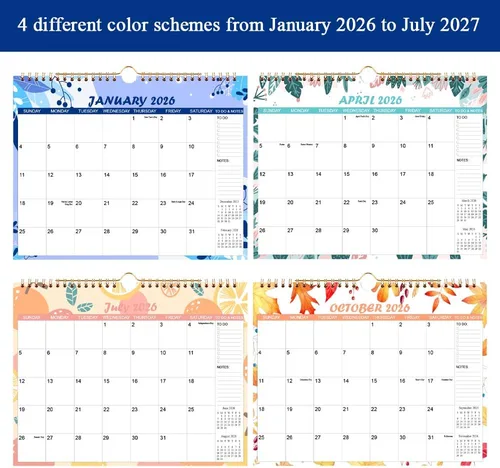 Vista 4 de Calendario 2026-2027 – Calendario de pared de enero de 2026 a junio de 2027, planificador mensual de 18 meses con diseños de temporada