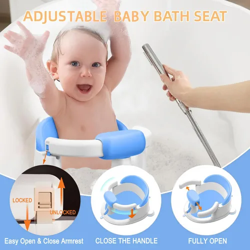 Vista 4 de Asiento de baño para bebés de 6 meses en adelante, asientos de baño antideslizantes para bebés sentados, asiento seguro para bebés y recién nacidos