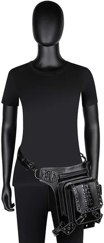 Vista 5 de UIYTR - Bolso retro para mujer, estilo gótico, estilo roco, cintura para mujer, color negro