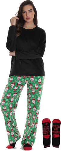 Vista 10 de Just Love Pajama Pants Set Womens with Socks negro - días festivos mixtos