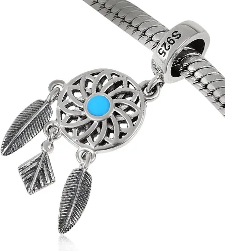 Vista 3 de Dream cather Encanto 925plata esterlina Ala Encanto Pluma encanto para pandora pulsera