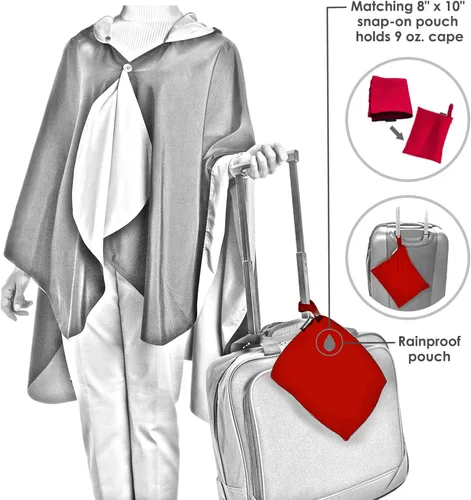 Vista 6 de RainCaper Capa de lluvia para mujer, poncho con capucha, reversible, magnífico y ultrasuave