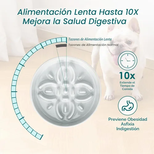 Vista 4 de vancasso Recipientes de alimentación lenta para perros de cerámica, cuencos de comida para perros con rompecabezas y laberinto floral, plato Gris