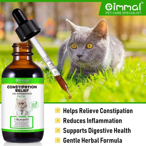 Vista 5 de Alivio del estreñimiento del gato, 2 onzas líquidas, laxante 100% natural para gatos con 6 probióticos para el estreñimiento, promueve la salud