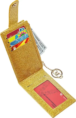 Vista 26 de Tarjetero delgado con bloqueo RFID, billetera de bolsillo pequeño, con cremallera Keychian para monedero, monedero y tarjetero para mujeres y hombres