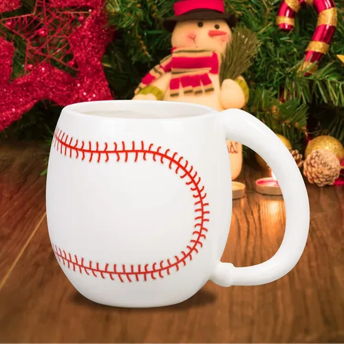Vista 8 de Ceramicfor Taza de café de béisbol, regalo de Navidad novedoso para hombres, mujeres, todos los amantes del deporte, 14 onzas, color blanco
