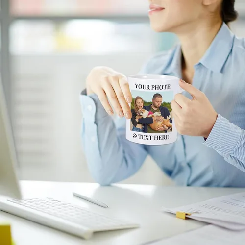 Vista 6 de Taza personalizada, tazas de café personalizadas con imagen y texto, taza de cerámica de 11 onzas, regalos personalizados para mamá papá, regalo