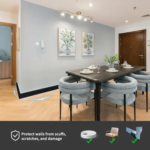 Vista 2 de Art3d Moldura para zócalo de pared, paquete de 8 unidades de 56 x 3.2 pulgadas, zócalo de poliestireno de alto impacto, instalado con pegamento