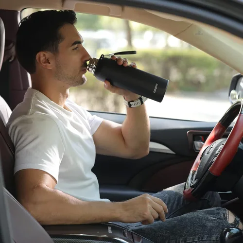 Vista 3 de GOOFIT Botella de agua aislada con correa de transporte, botella de agua de metal de acero inoxidable para niños, diseño grueso al vacío de doble