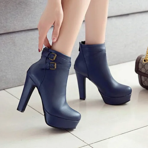Vista 40 de Scaoruki Zapatos de otoño de moda para mujer, botines de tacón de bloque