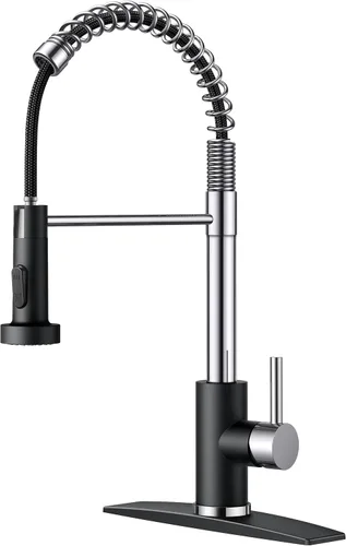 Vista 33 de FORIOUS Grifo de cocina con rociador extraíble, grifo de fregadero clásico de resorte extraíble de acero inoxidable comercial de una sola manija