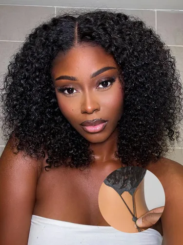 Vista 44 de LUVME HAIR Pelucas de cabello humano rizado sin pegamento de 6 pulgadas, precortadas, indetectable, HD, encaje Bob, peluca corta y rizada con ondas