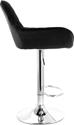 Vista 6 de Elama Taburetes de bar de terciopelo ajustables de 2 piezas en negro con base cromada, (ELM-221E)