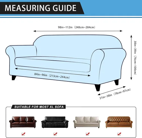 Vista 10 de Fundas para Sillón de 2 Piezas con Cojín en T, Fundas de Aspecto de Cuero para Sofá, Fundas para Sillas, Protector de Muebles Elástico, Funda