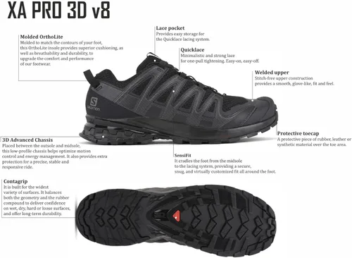 Vista 2 de Salomon Men's Xa Pro 3D V8 Trail Running Shoes