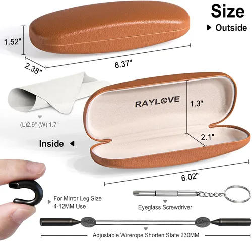 Vista 6 de RayLove Fundas rígidas unisex para gafas, estuche protector para gafas