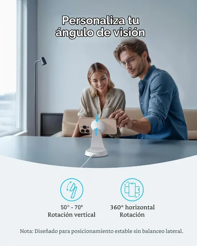 Vista 4 de Anker Soporte de carga 2 en 1 compatible con MagSafe, cargador inalámbrico iPhone 16, certificado Qi2 de 15 W, ultra rápido, ajustable y súper