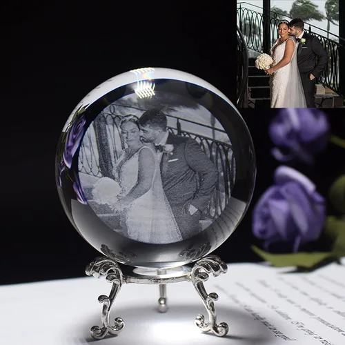 Vista 9 de Bola de fotos de cristal personalizada, bola de cristal con foto personalizada, accesorios de decoración del hogar, esfera de cristal para fotos