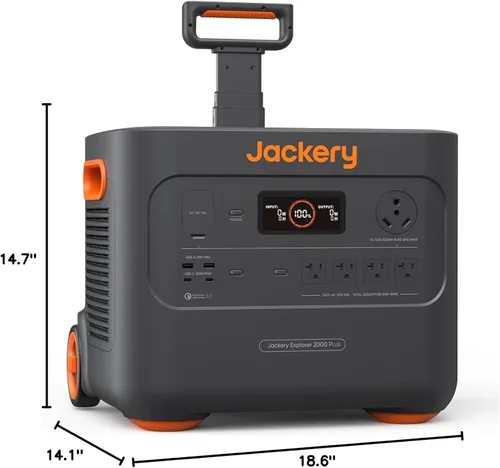 Vista 9 de Jackery Estación de energía portátil Explorer 2000 Plus, generador solar con batería LiFePO4 de 2042 Wh, salida de 3000 W, expandible a 24 kWh 6000