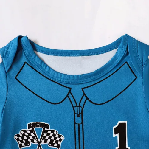 Vista 6 de Traje de primer cumpleaños para bebé niño, ropa de cumpleaños de un año, mameluco de conductor de coche de carrera para primer cumpleaños