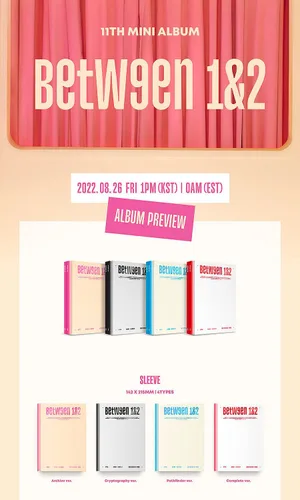 Vista 4 de TWICE - BETWEEN 1&2 11th Mini Album ( 4 Version Full Set. )+1ea TWICE Store GIft Card K-POP SEALED
