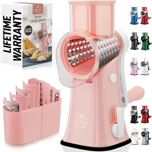 Vista 35 de Zulay Kitchen Rallador Rotativo de Queso de 5 Cuchillas Rallador de Queso - Rallador de Queso Manual de Manivela con Succión Reforzada y 5 Tambores