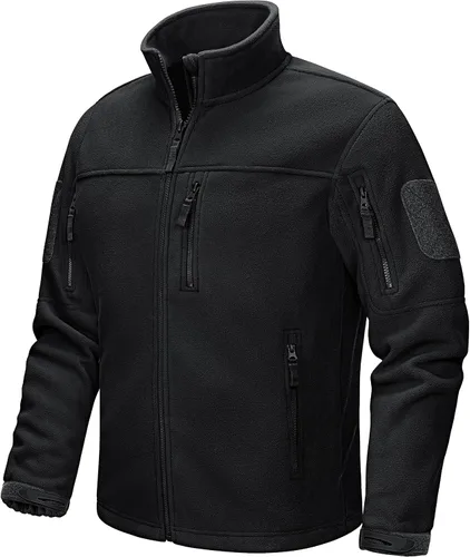 Vista 12 de CRYSULLY Chaqueta de forro polar para hombre, abrigo de trabajo táctico Verde militar