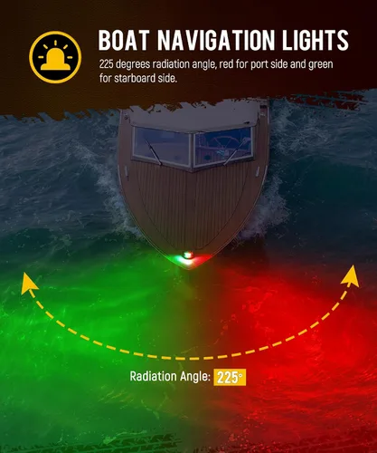 Vista 3 de Partsam 1 Uds. Luces de arco de barco marino, 24 luces LED de navegación roja y verde para buque, pontón, yate, skiff skeeter
