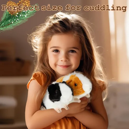 Vista 4 de redaica 2 piezas de animales de peluche de cobaya - 7.9 pulgadas de peluche realista, lindos juguetes de cobaya para niños, muñeco de mascota