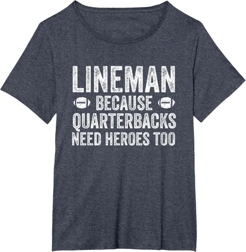 Vista 92 de Lineman Because Quarterbacks Need Heroes Camiseta de fútbol linieros S Negro