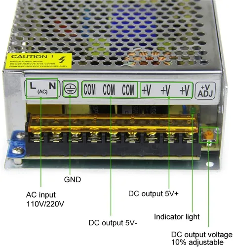 Vista 4 de ALITOVE - Fuente de alimentación CC de 5 V 40 A 200 W, adaptador de corriente 4.5 V 5.5 V, convertidor de 110 V/220 V CA a CC de 5 voltios 40