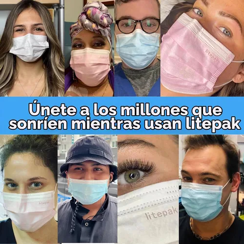 Vista 4 de Litepak 2,000 mascarillas desechables - Cubrebocas transpirable para el hogar y la oficina Negro