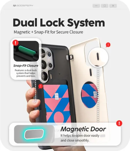 Vista 359 de GOOSPERY Parachoques magnético para puerta compatible con Galaxy S9 Plus, tarjetero tipo billetera con cierre automático por iman, funda protectora