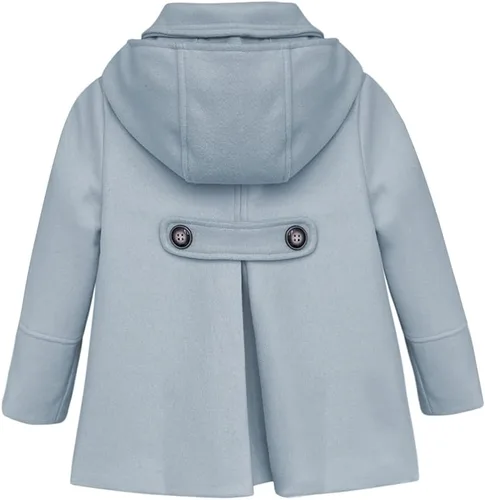 Vista 28 de rrhss Abrigo formal con botones para niñas pequeñas, chaqueta de lana con capucha para otoño e invierno