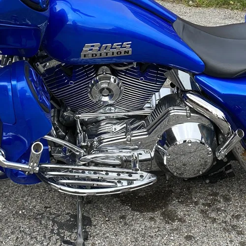 Vista 3 de INDNICE aluminio borde cortado estribos cromados para Harley touring Softail Deluxe Road King Electra Glide Ultra CVO Switchback Tri Glide FLHX