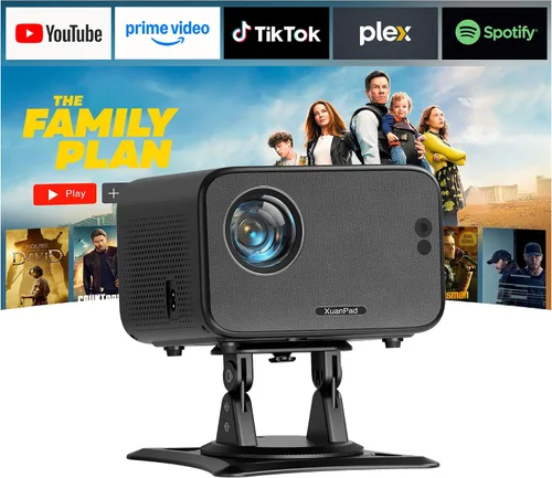 Vista 11 de [Officially-Licensed App & Auto Focus]Black Smart Mini Projector with WiFi and Bluetooth, XuanPad 4K Support Movie Projector, Portable Native 1080P