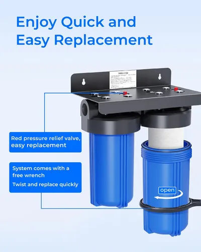 Vista 8 de Waterdrop Filtro de Agua para Toda la Casa, Filtro de Sedimentos Anti-Incrustaciones y de Metales Pesados, Repuesto para GE® FXHTC, GXWH40L
