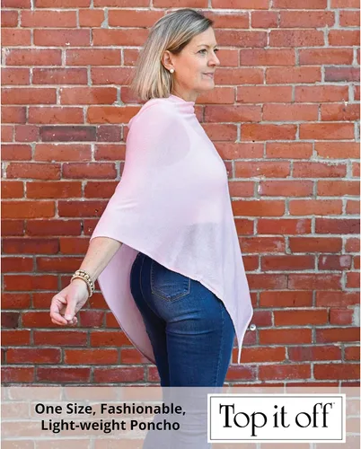 Vista 4 de Top It Off Elsa Bamboo Poncho - Womens Fine Knit Luxury Topper - Made from 100% Natural Bamboo - Layering Piece for Warmth