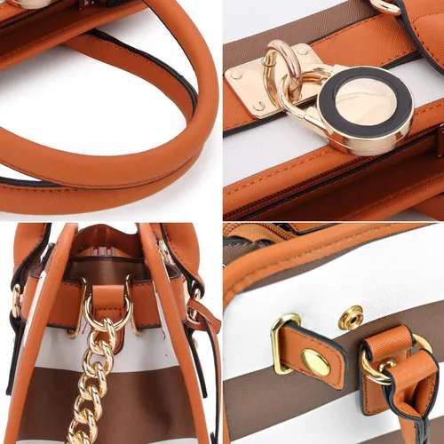 Vista 4 de Dasein - Bolso de mano para mujer, con asa superior, bolsa de hombro, bolsa de trabajo, 2 unidades.