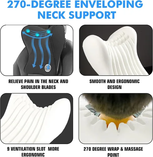 Vista 19 de Almohada para el Cuello del Asiento de Coche para Conducir, Almohada de Reposacabezas de Espuma Viscoelástica Suave con Correa Ajustable y Funda